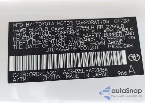 2023 Toyota Crown Limited z USA, uszkodzony, nr VIN JTDAAAAF9P3001201